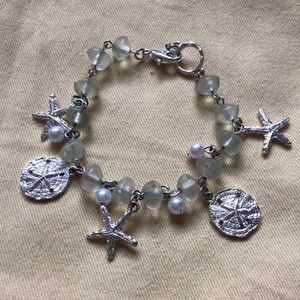 Gorgeous sea glass and sea themed bracelet
